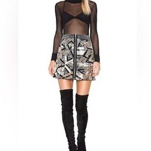 Revolve X by NBD Bethany Sequin Mini Skirt Gold Silver Size 2 Festival Sequin